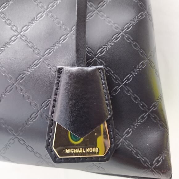 Michael Kors Gramercy Black Leather Lock Double Satchel Shoulder Bag - $358 - Picture 4 of 16